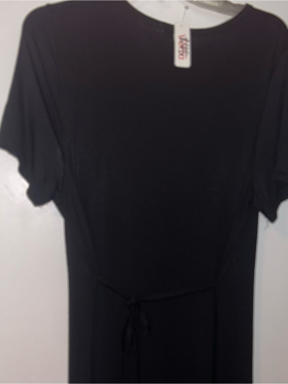 Absolutely Black Short-Sleeve Tie-Front Tunic Dress